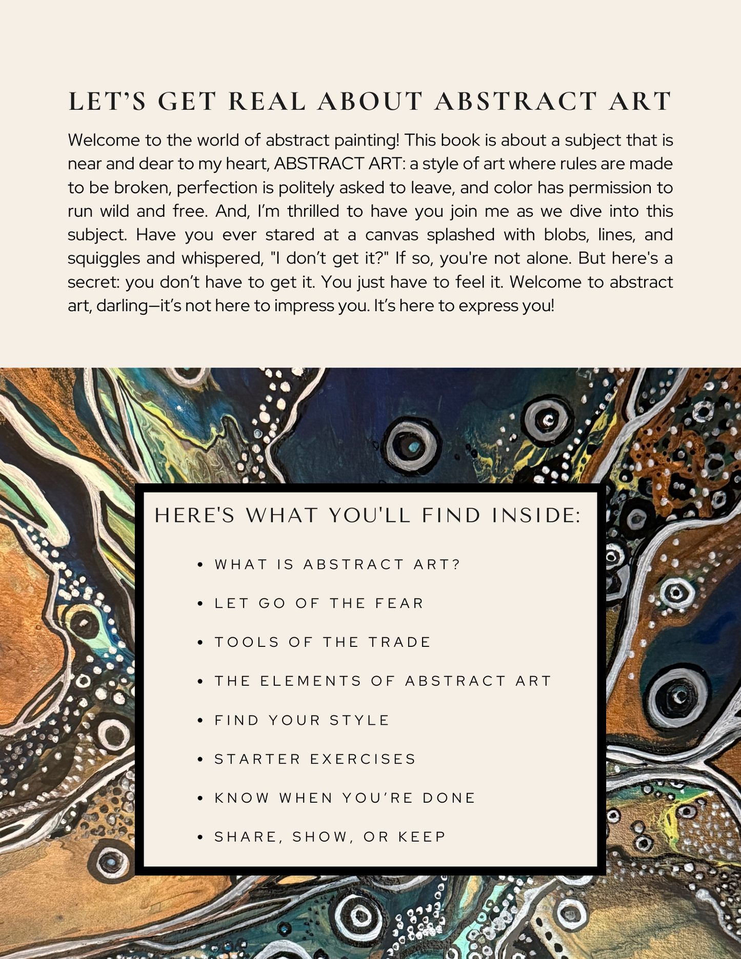 ABSTRACT ART Digital Printable Workbook - Painting Guide, Art Practice Sheets, Beginner Watercolor PDF