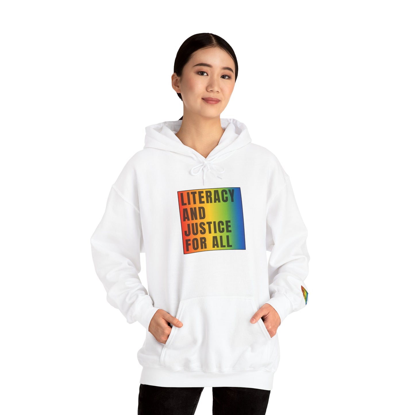 Literacy & Justice for All Hooded Sweatshirt, book lover gift, perfect for the teacher in your life, literary enthusiast gifts