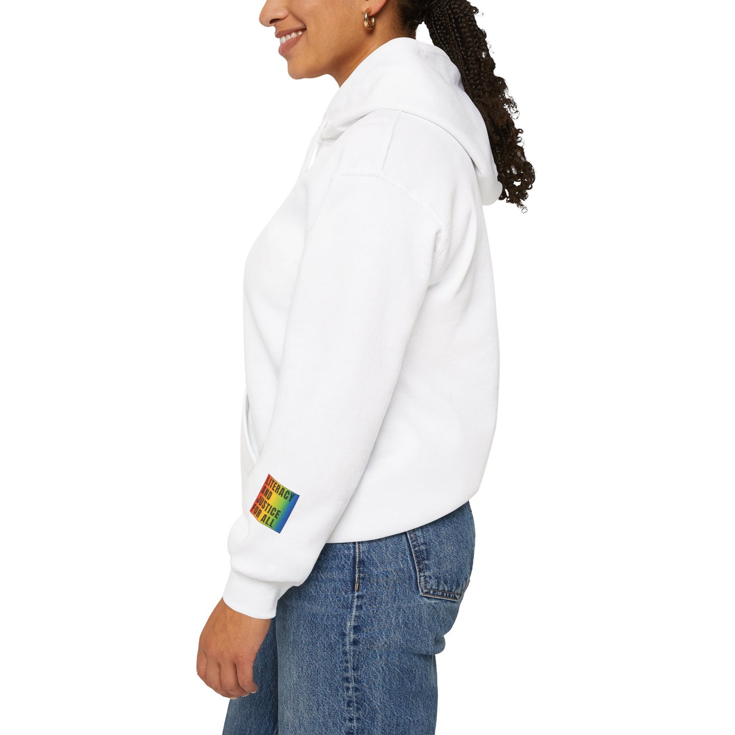Literacy & Justice for All Hooded Sweatshirt,  book lover gift, perfect for the teacher in your life, literary enthusiast gifts