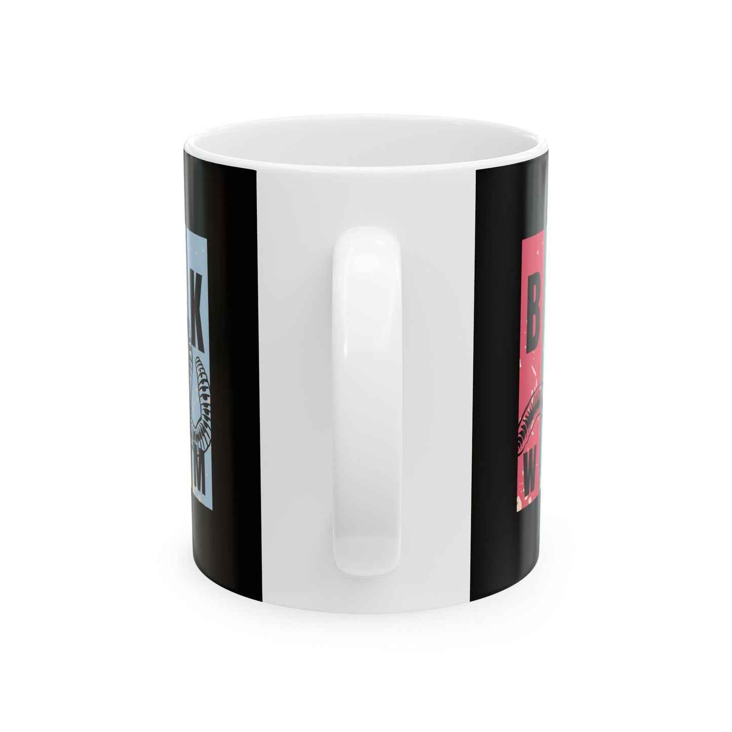 BOOK WORM Black Ceramic Mug, (11oz)