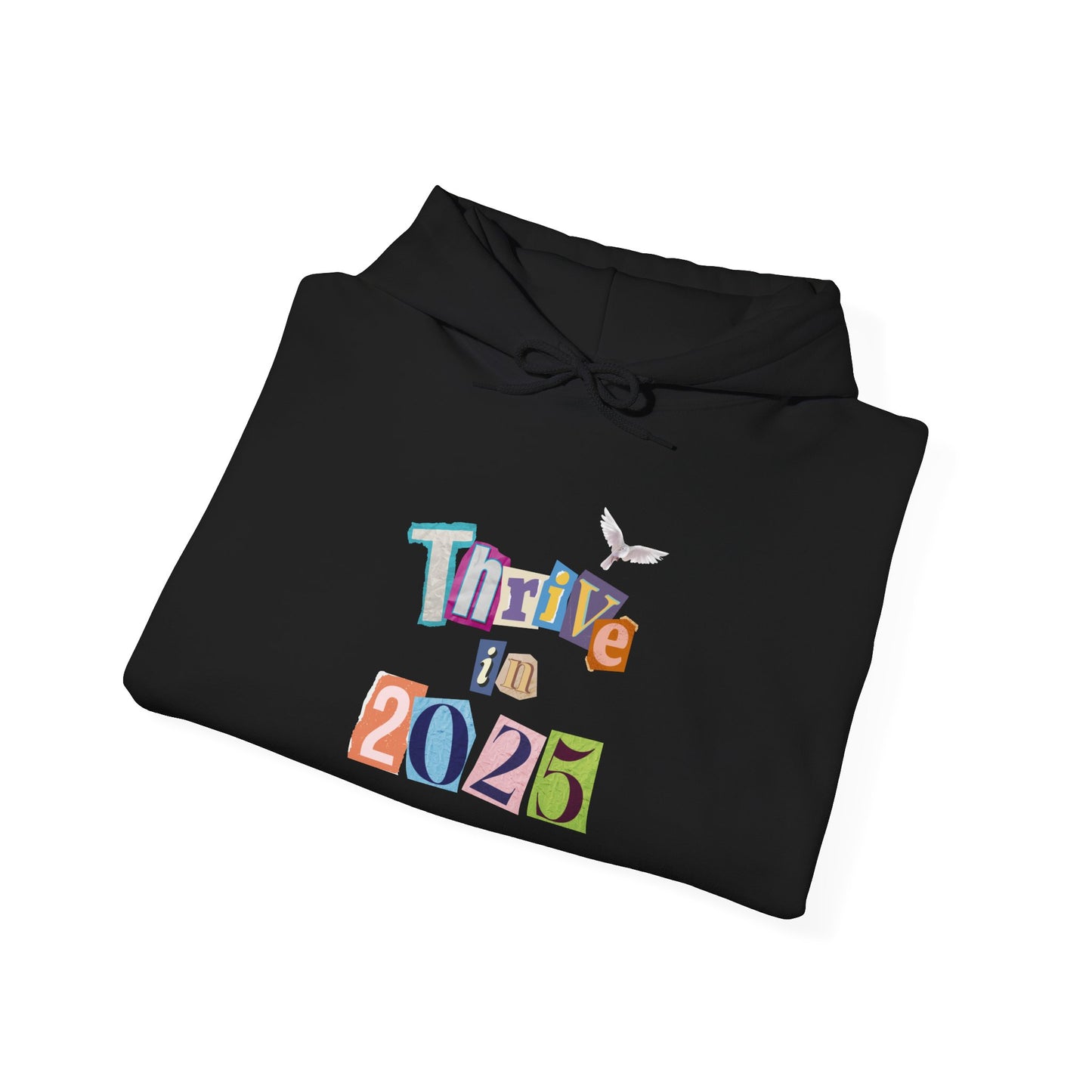 Black THRIVE IN 2025 Retro Heavy Blend™ Hooded Sweatshirt