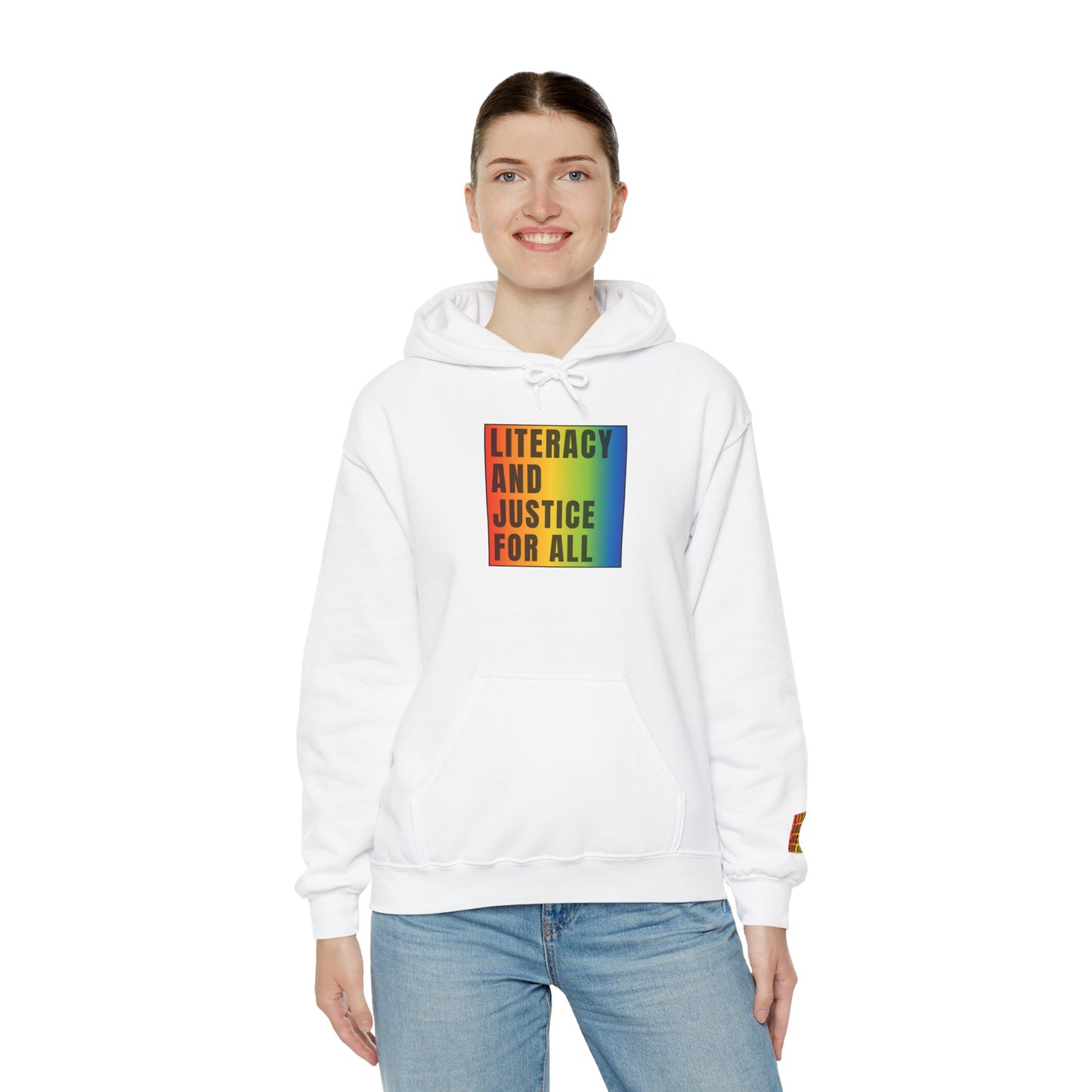 Literacy & Justice for All Hooded Sweatshirt,  book lover gift, perfect for the teacher in your life, literary enthusiast gifts