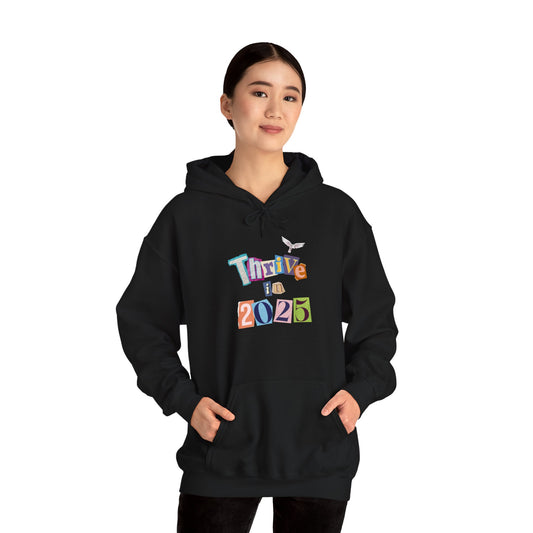 Black THRIVE IN 2025 Retro Heavy Blend™ Hooded Sweatshirt