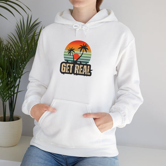 GET REAL Tropical, white, Heavy Blend™ Hooded Sweatshirt